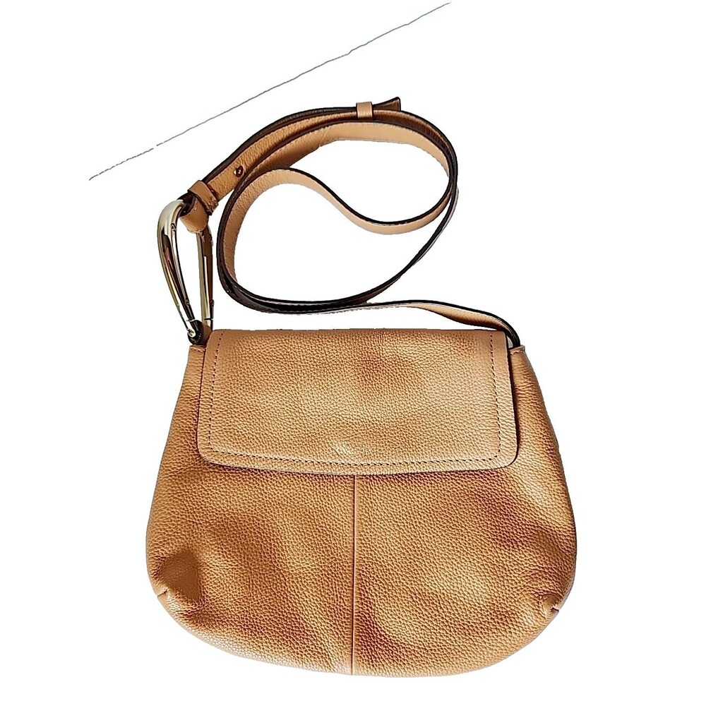 Vince Camuto Hilry Leather Crossbody Toffee Handbag Fold Over Snap Magnetic